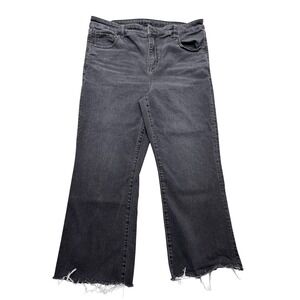 American Eagle Next Level Stretch Jeans Women 16 Black High Rise Wide Leg Raw He